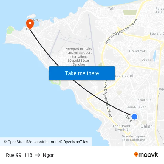 Rue 99, 118 to Ngor map