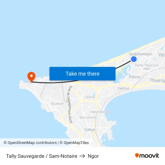 Tally Sauvegarde / Sam-Notaire to Ngor map