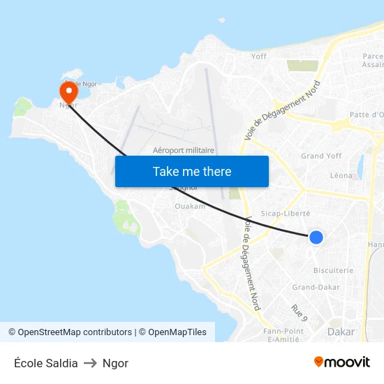 École Saldia to Ngor map