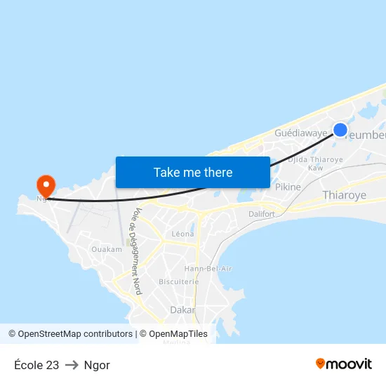 École 23 to Ngor map