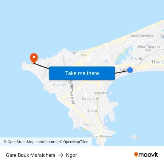 Gare Baux Maraichers to Ngor map