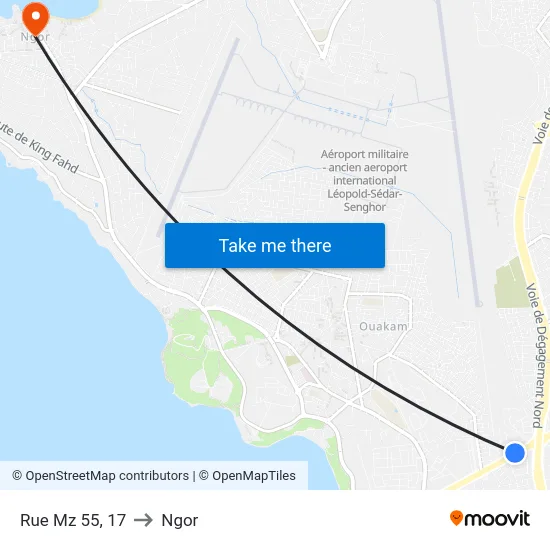 Rue Mz 55, 17 to Ngor map