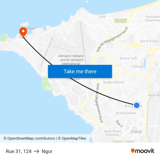 Rue 31, 124 to Ngor map