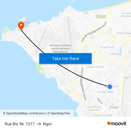 Rue Bis 56, 1317 to Ngor map
