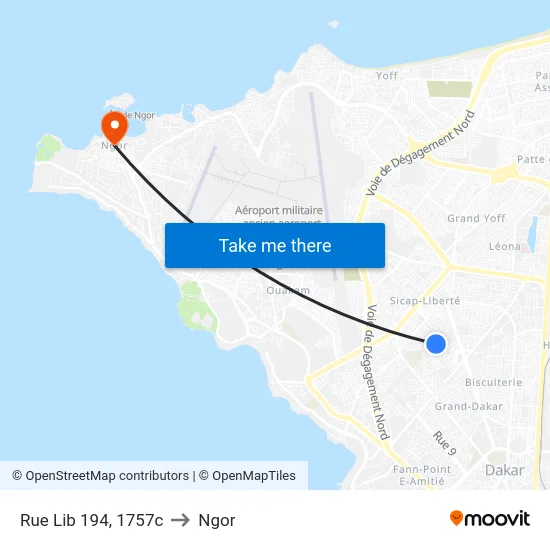 Rue Lib 194, 1757c to Ngor map