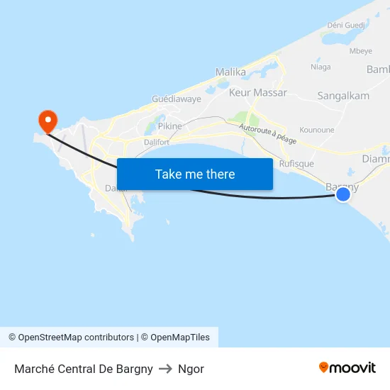Marché Central De Bargny to Ngor map