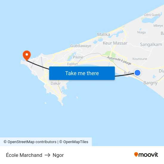 École Marchand to Ngor map