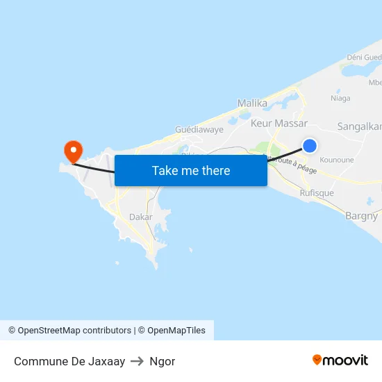 Commune De Jaxaay to Ngor map