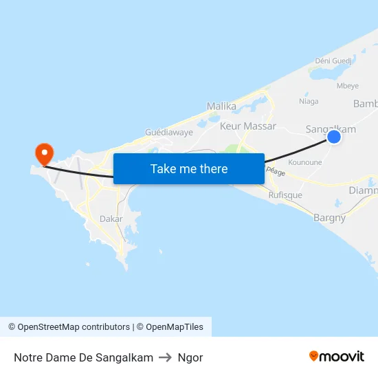 Notre Dame De Sangalkam to Ngor map