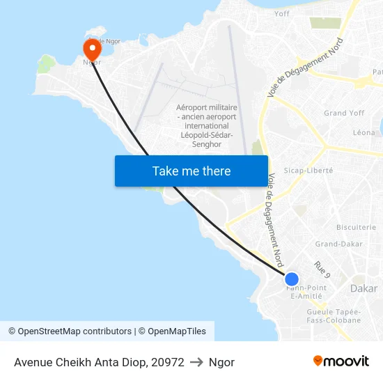 Avenue Cheikh Anta Diop, 20972 to Ngor map