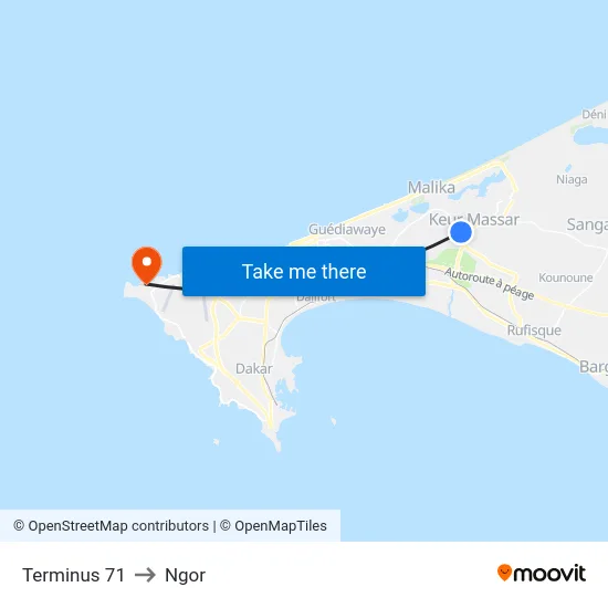 Terminus 71 to Ngor map