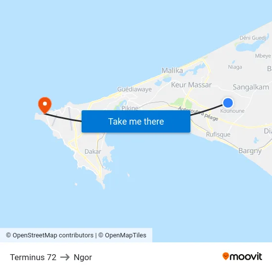 Terminus 72 to Ngor map