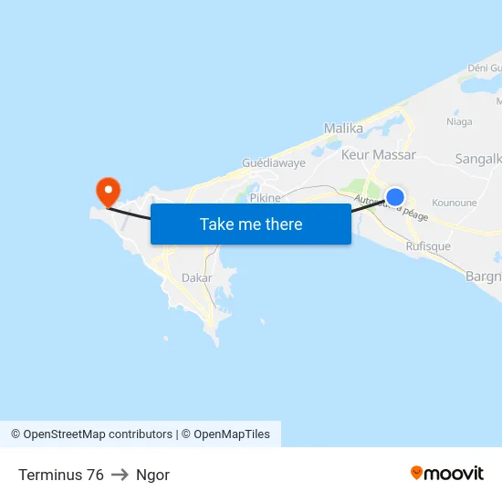 Terminus 76 to Ngor map
