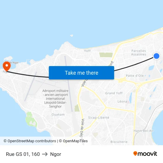 Rue GS 01, 160 to Ngor map