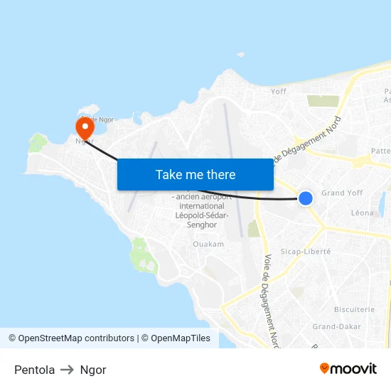 Pentola to Ngor map