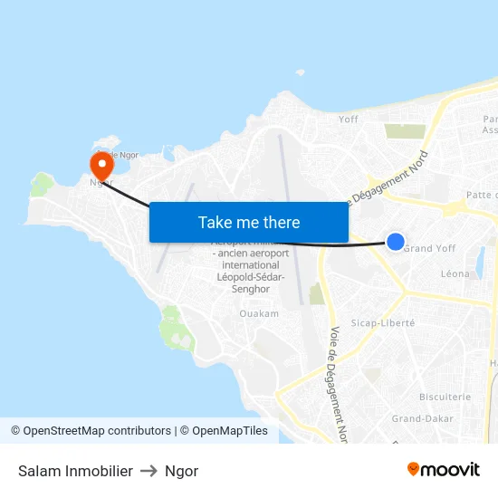 Salam Inmobilier to Ngor map