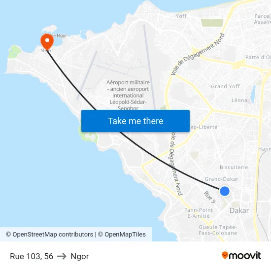 Rue 103, 56 to Ngor map