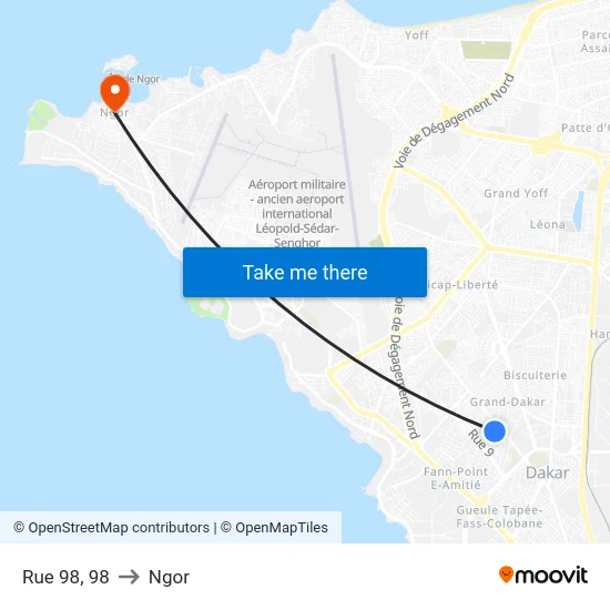 Rue 98, 98 to Ngor map