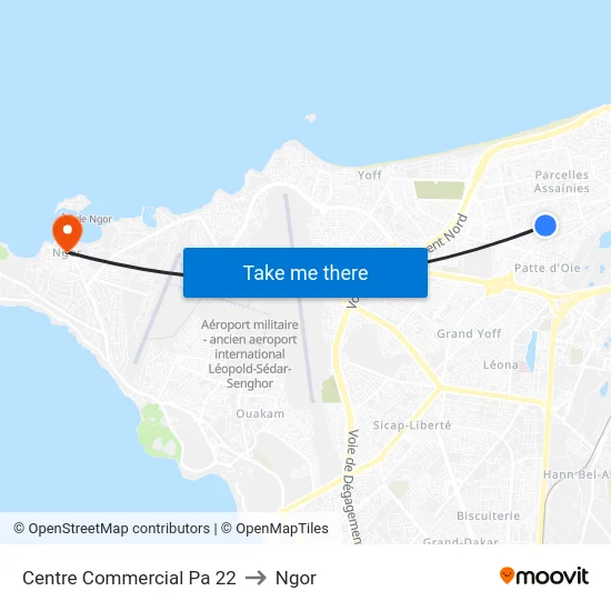 Centre Commercial Pa 22 to Ngor map