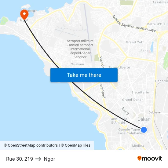 Rue 30, 219 to Ngor map