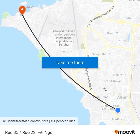 Rue 35 / Rue 22 to Ngor map