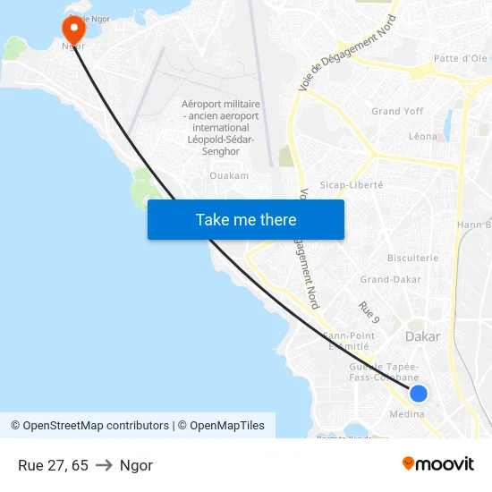 Rue 27, 65 to Ngor map