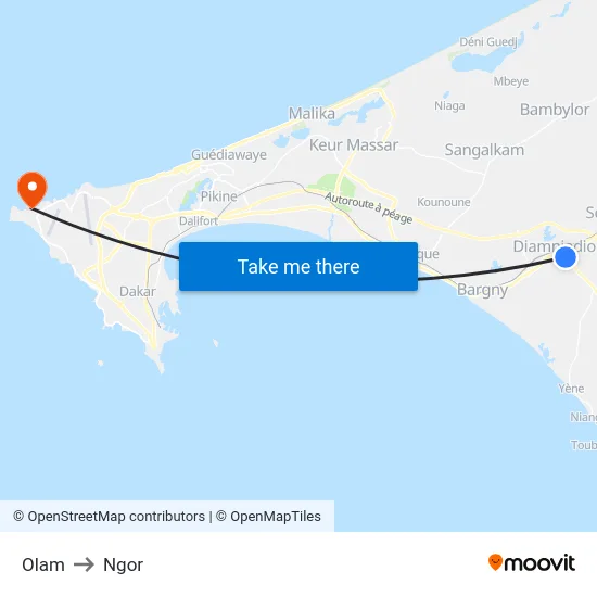 Olam to Ngor map