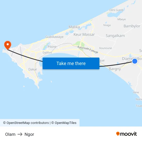 Olam to Ngor map