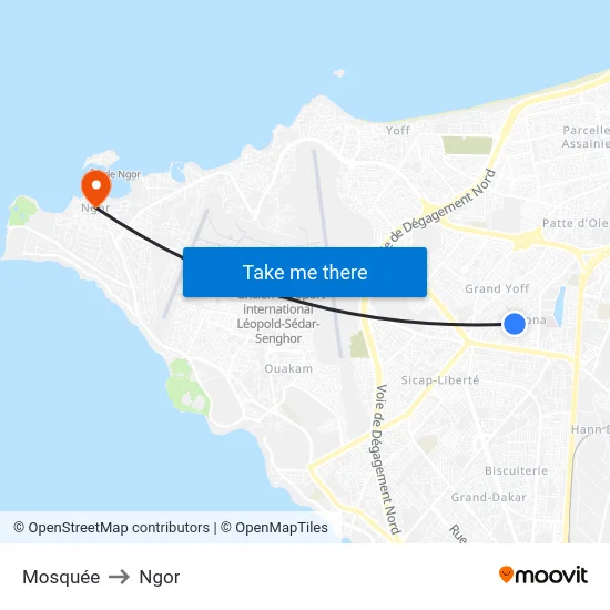 Mosquée to Ngor map