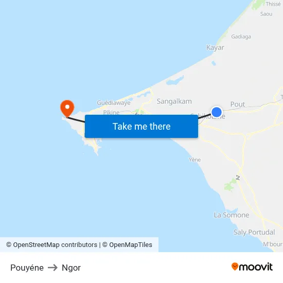 Pouyéne to Ngor map