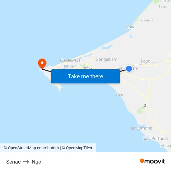 Senac to Ngor map