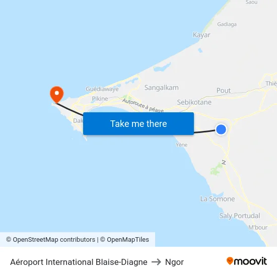 Aéroport International Blaise-Diagne to Ngor map