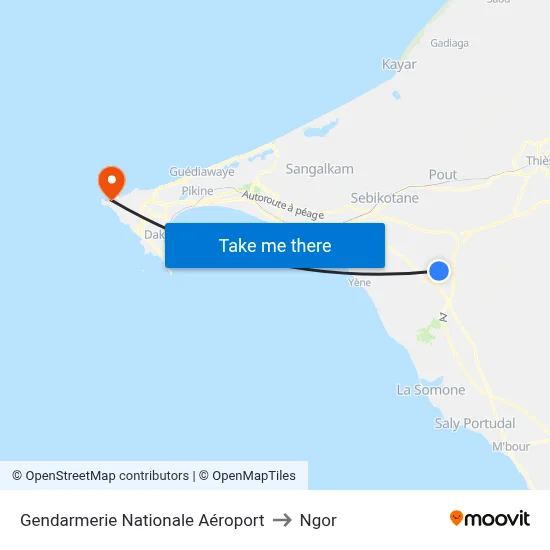 Gendarmerie Nationale Aéroport to Ngor map