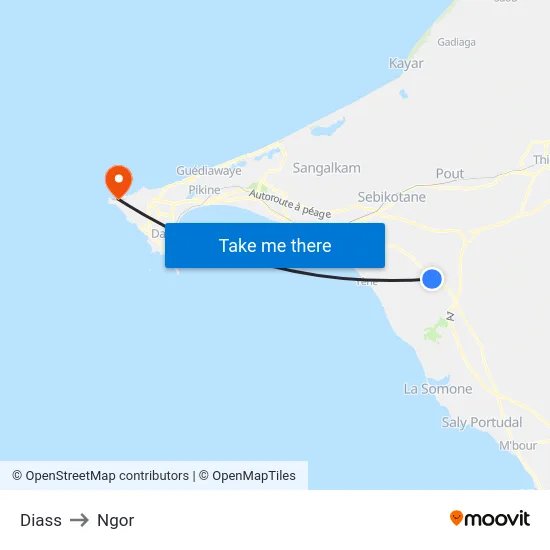 Diass to Ngor map