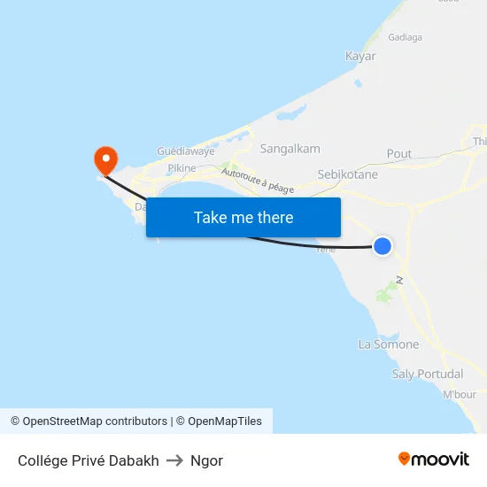 Collége Privé Dabakh to Ngor map