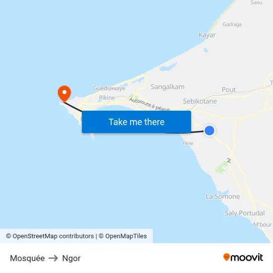 Mosquée to Ngor map