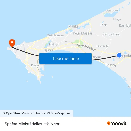 Sphère Ministérielles to Ngor map