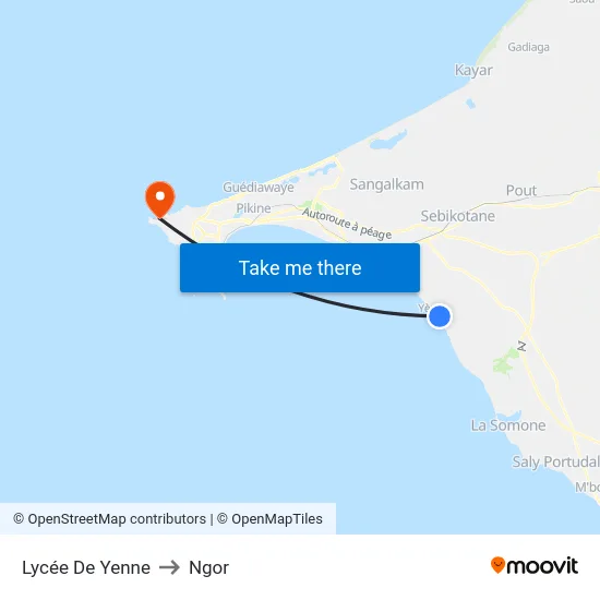 Lycée De Yenne to Ngor map