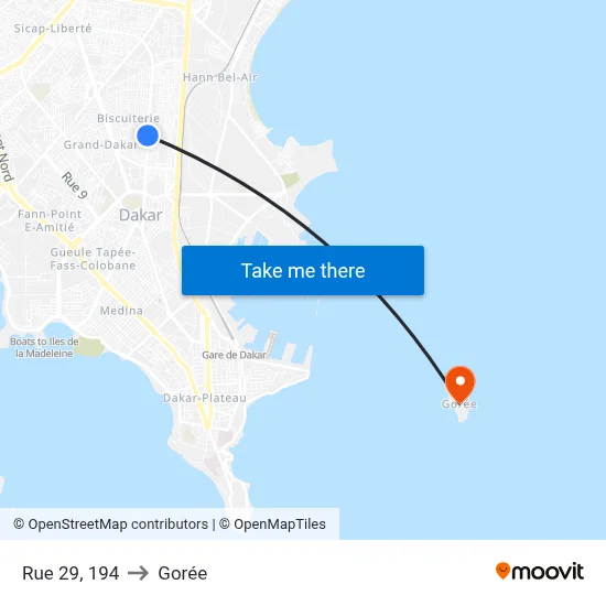 Rue 29, 194 to Gorée map