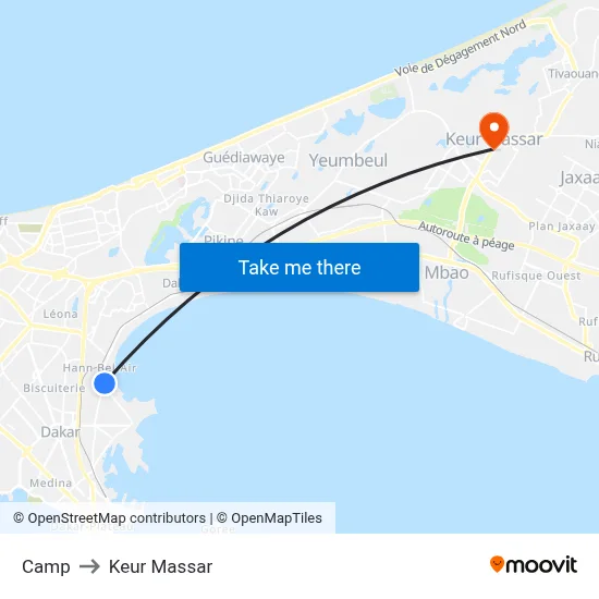 Camp to Keur Massar map