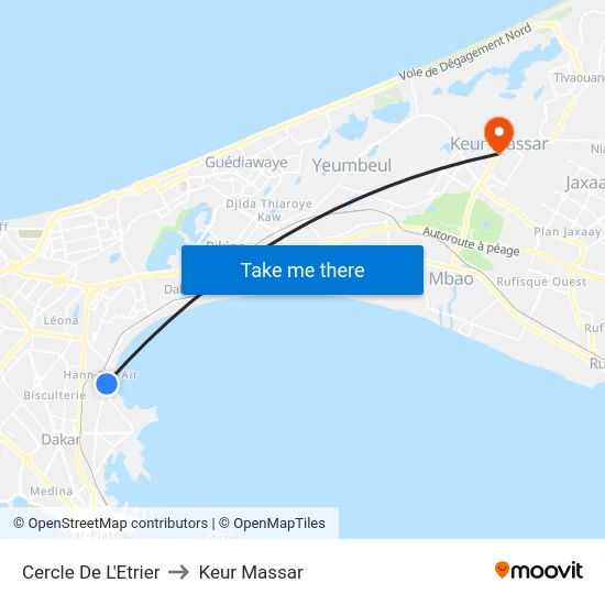 Cercle De L'Etrier to Keur Massar map