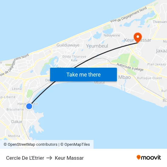 Cercle De L'Etrier to Keur Massar map