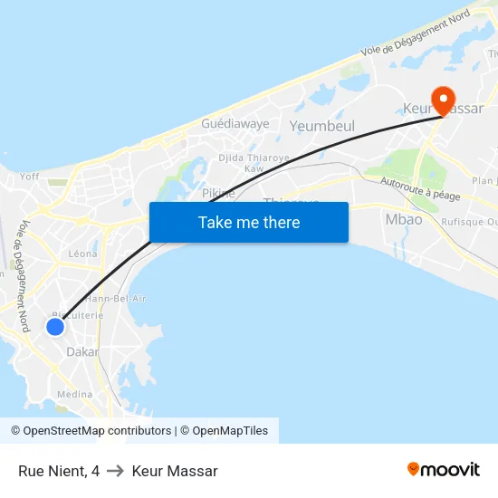 Rue Nient, 4 to Keur Massar map