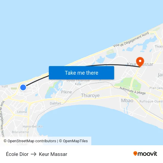École Dior to Keur Massar map