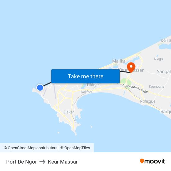 Port De Ngor to Keur Massar map