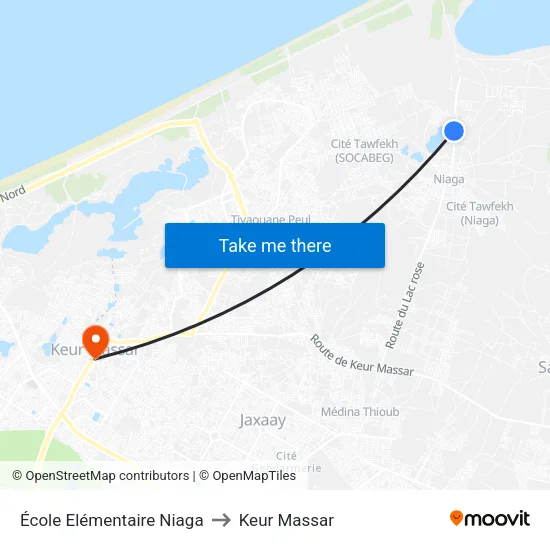 École Elémentaire Niaga to Keur Massar map