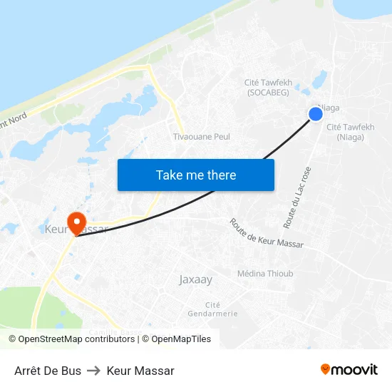 Arrêt De Bus to Keur Massar map