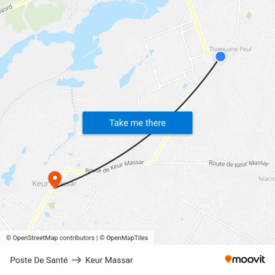 Poste De Santé to Keur Massar map