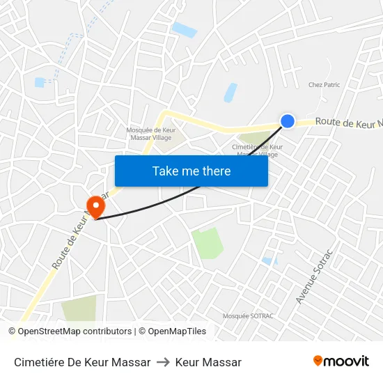 Cimetiére De Keur Massar to Keur Massar map