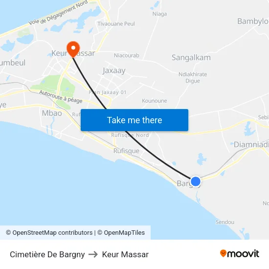 Cimetière De Bargny to Keur Massar map